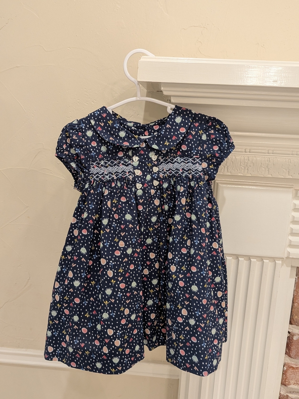Question Everything | Navy Floral Toddler Dress with Peter Pan Collar